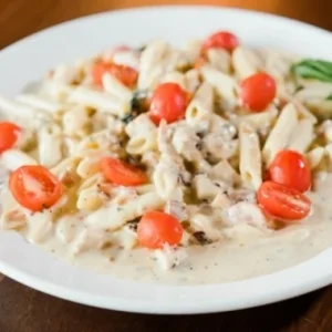 Chicken Carbonara pasta at Jonny's Pizza in Aubrey and Frisco, TX